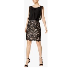 Calvin Klein Black Floral Lace Chiffon Blouson Cocktail Dress Size 4 NWT 110
