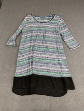 Simply Vera Vera Wang Womens Purple Green Black Striped 3/4 Sleeve Dress XL