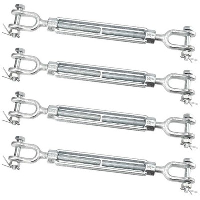 TAICHEUT 4 Pack M12 Galvanized Steel Turnbuckle, 1/2 Inch Heavy Duty Jaw and Jaw