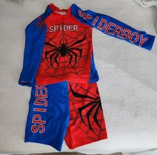 SALE Boys 2 Pc Swimsuit "Spider Boy" Size 6 Red Blue 10226 / 15