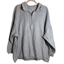 Aerie Women's Light Blue Ribbed Quarter-Zip Pullover Sweatshirt Size XL