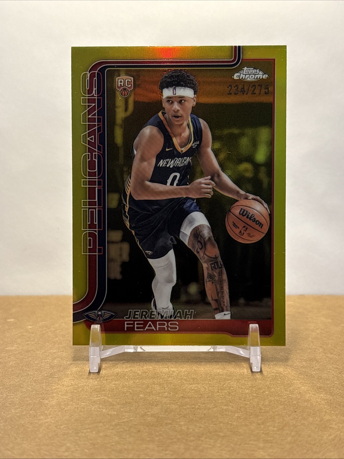 2025-26 Topps Chrome Jeremiah Fears #257 True Yellow Refractor Rookie RC /275