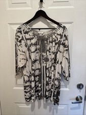CJ Banks Women s 2X Blouse Black White