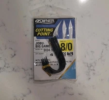OWNER JOBU™ Big Game 8/0 Hooks (5134-188), Cutting Point 4X Strong 4 Hooks
