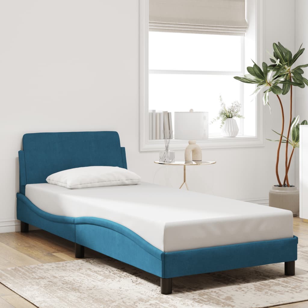 Giroletto con Testiera Blu 80x200 cm in Velluto 2404723