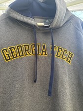 Vintage Georgia Tech Hoodie Blue Pullover College Sweatshirt Yellow Jackets 2 XL