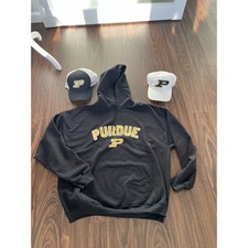 Purdue University Bundle Black Hoodie Nike Trucker Hat & 47 Brand White Cap Set