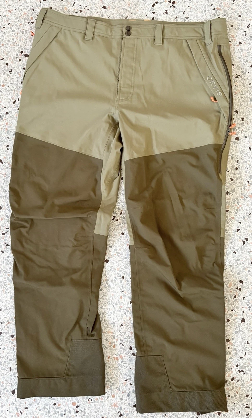 Orvis Pro Pants Mens 42x33 Khaki Toughshell Waterproof Upland Outdoors Gorp