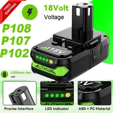For RYOBI P108 18V One Plus High Capacity Battery Lithium-Ion Battery P102 NEW