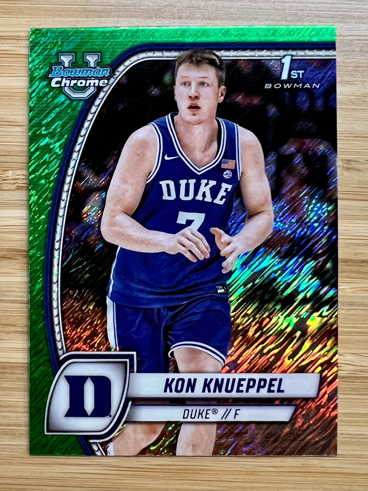 2024-25 Bowman University Chrome - Kon Knueppel #48 Green Shimmer Refractor (RC)