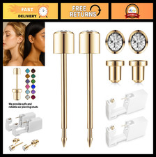 Gold Ear Piercing Kit 4mm - Disposable Gun, 2 Pack, 316L Stainless Steel, At Hom