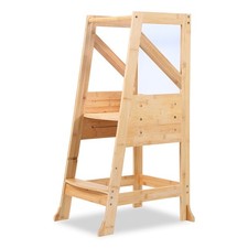 Kinder Stehhilfe Lernturm mit Maltafel, h&ouml;henverstellbar, Bambus Natur