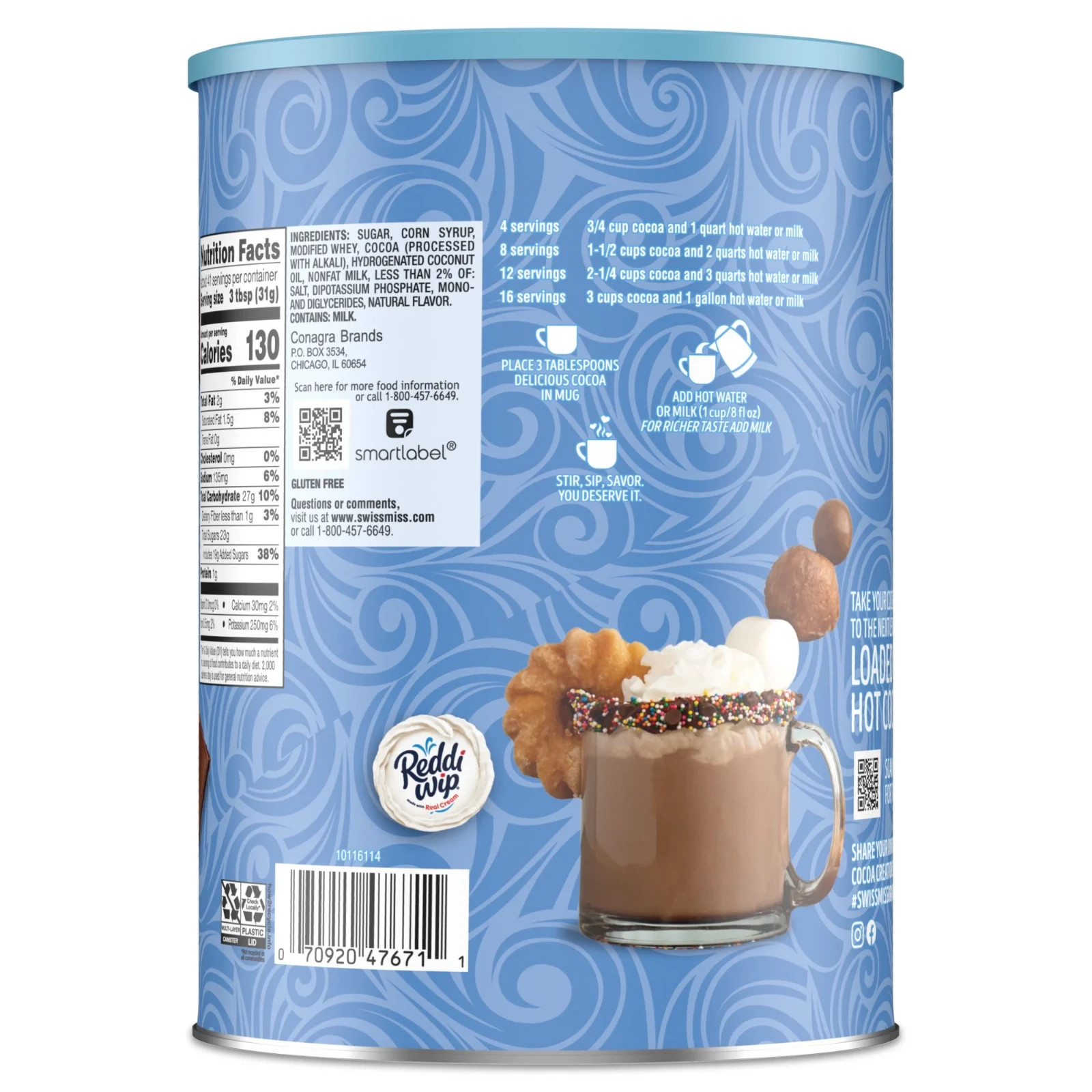Swiss Miss Milk Chocolate Flavor Hot Cocoa Mix Canister - 45.68oz. freeshipping