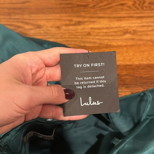 Neu mit Etikett Lulus Fête Fantasy Satin A-Linien Kleid dunkelgrün Größe S - Bild 10 von 11