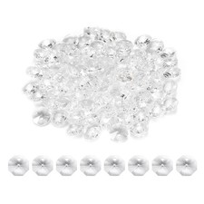 100Pcs 12mm 1 Hole K9 Crystal Octagon Glass Chandelier Beads, Clear White