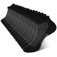Men's Ankle Socks Moisture Wicking Breathable Odor Medium 8 Pairs Black