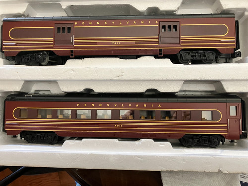 Coches de pase MTH, RK, 2 x 60' Pennsylvania Streamline, complementos #30-2709, exhibidos | Zustand: New
