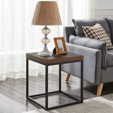 18-Inch Walnut Accent End Table/Side Table for Living Room, Modern Industrial...