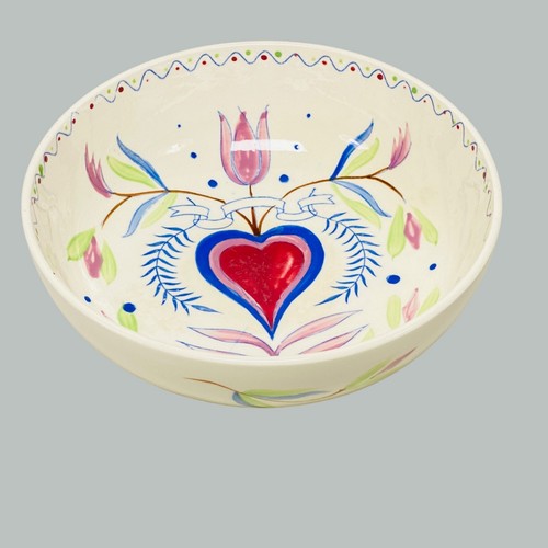 Vintage 5 PC Ceramic Salad Bowl Set Heart & Tulip Fred Roberts Company Japan - Picture 2 of 17