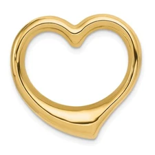 14k Yellow Gold Polished Heart Chain Slide Pendant Gift For Women