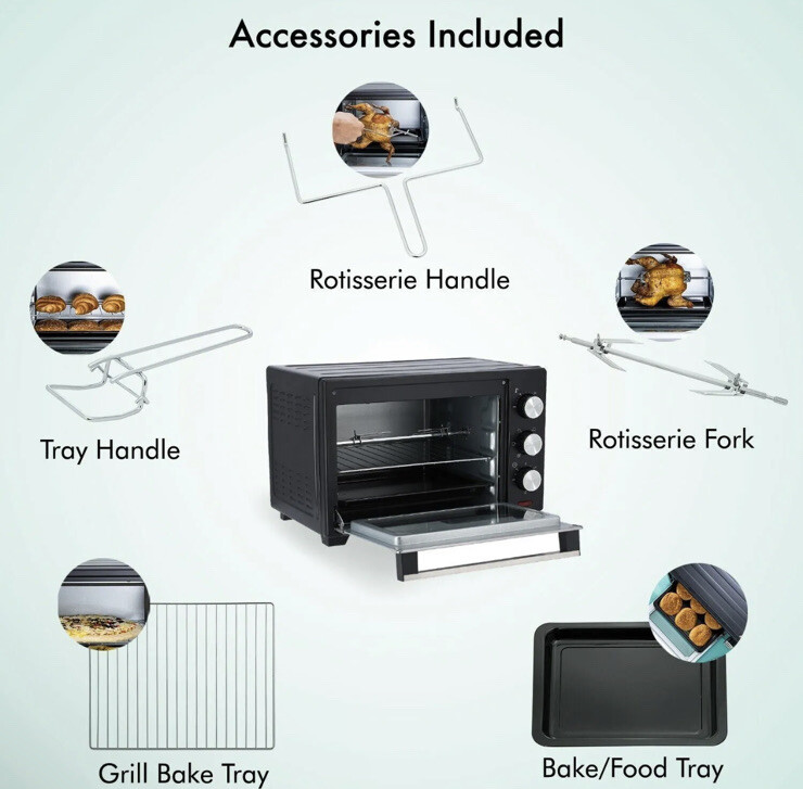 Geepas 25L 1600W Mini Oven Toaster Grill Tabletop Compact Portable