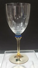 Noritake Crystal Wine Glass Amber and Blue Stem Made in Hungary