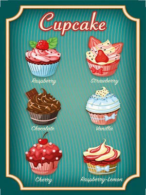 Blechschild 30x40 Essen Cupcake Raspberry Chocolate Wand Deko Cafe Sammler Gesch