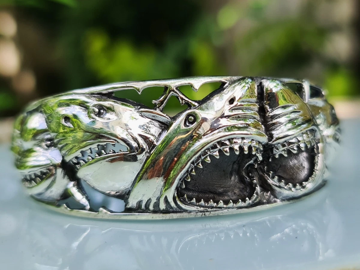 Silver shark bracelet discount