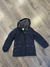 Lands End Kids Grow A Longs Coat S 7-8 Blue Fleece Full Zip Hooded Winter Ski