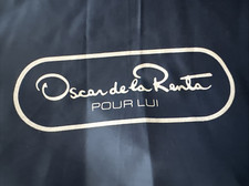 Vintage Oscar de la Renta, Blue  White Full Size Umbrella w/ Wooden Handle