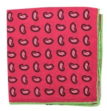 Seaward  Stearn NWT Silk Pocket Square in Pink w/ Brown Paisley