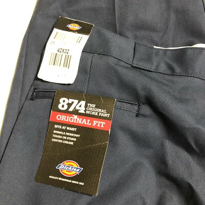 Dickies 874 Mens Original Fit Black Work Pants Sz 42x32 Navy NWT