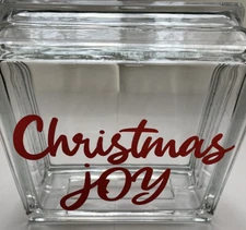 Architectural Clear Glass Block Square Brick Tile 7 1/2x 7 1/2” x3 Christmas Joy