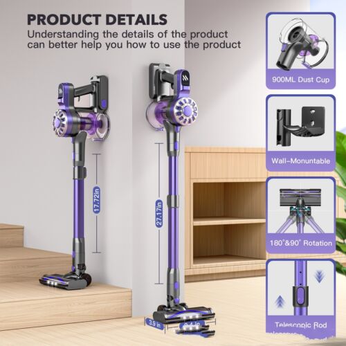 Purple Household Small Portable Telescopic Vacuum Cleaner