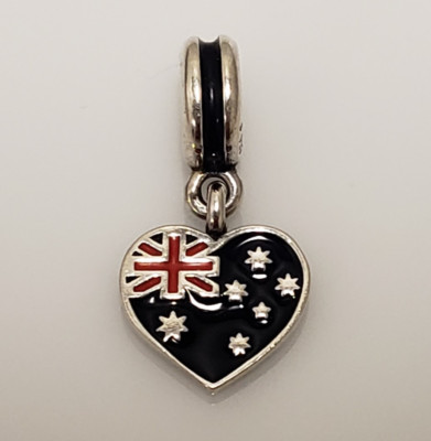 Pandora Sterling Silber Australische Flagge Hören Dangle Charm 791415ENMX