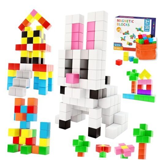 35pcs Magnetic Blocks, Toddler Toys for 3 4 5 Year Old Boys Girls, Building