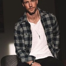 Jachs Cabin Men's 129 Charcoal Plaid Button Up Sherpa Lined Shirt Jacket Large