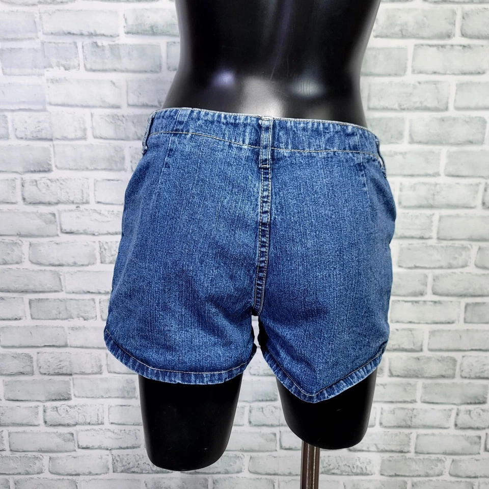 Pantalones Cortos Denim Vintage Años 90 Y2K Paris Blues Jrs 7 Lavado Oscuro Tiro Medio 28"W Foto 4 de 4