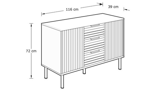 GFW Nervata 2 Door 3 Drawer Sideboard - Natural - Picture 2 of 7