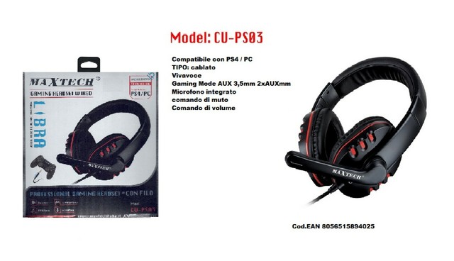 Cuffie da Gioco Gaming Headset con Microfono compatibile per Ps4/pc Maxtech  | Acquisti Online su eBay