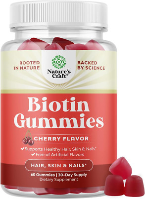 Natural Biotin Gummies for Hair Growth - Biotin Vitamins Hair Skin and Nails Gum