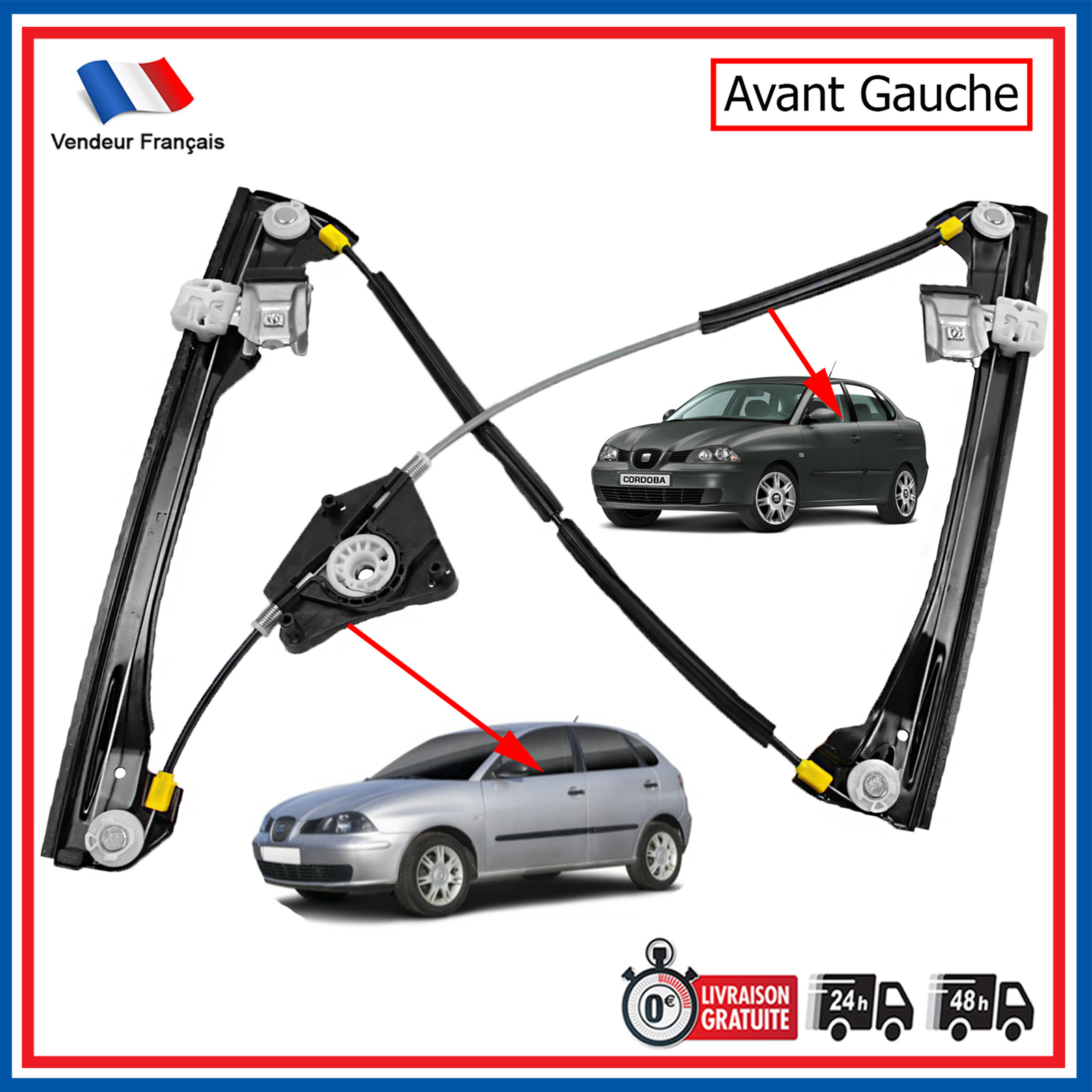 Mécanisme lève-vitre avant gauche résout blocage Seat Ibiza 6L1 6L4837461