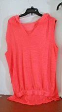 CALVIN KLEIN PERFORMANCE Coral SLEEVELESS HOODIE SHIRT TOP Women's Large