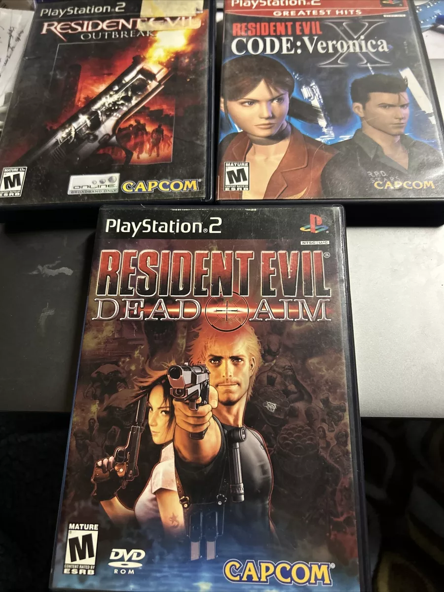 CIB Horror PS2 Games Lot Resident Evil Outbreak /RE: Code Veronica Dead Aim