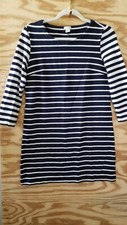 J.Crew Women's Above Knee Dress XS Blue White Striped Round Neck Long Sleeve