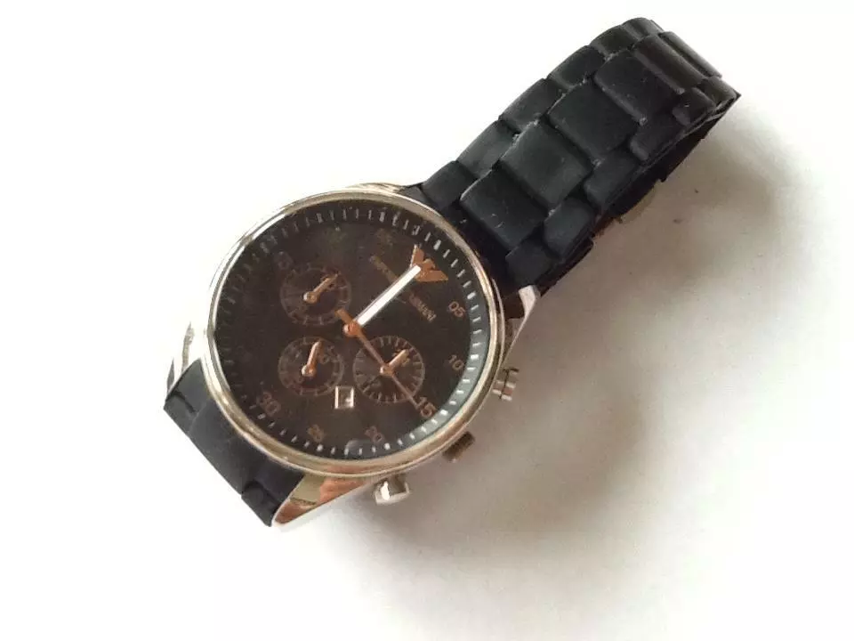 Pre owned Emporio Armani Men s Chronograph Watch. Silver. Black