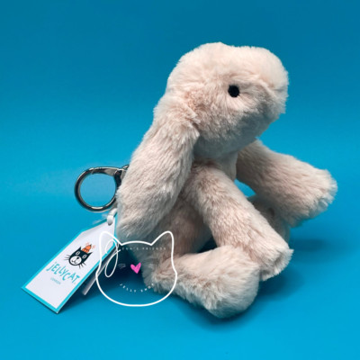Jellycat SMUDGE RABBIT BAG CHARM New BNWT Keychain Purse Key Ring