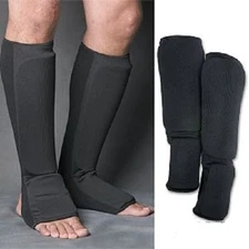 Karate Tae Kwon Do Shin Guards Child, Youth and Adult Size - Black