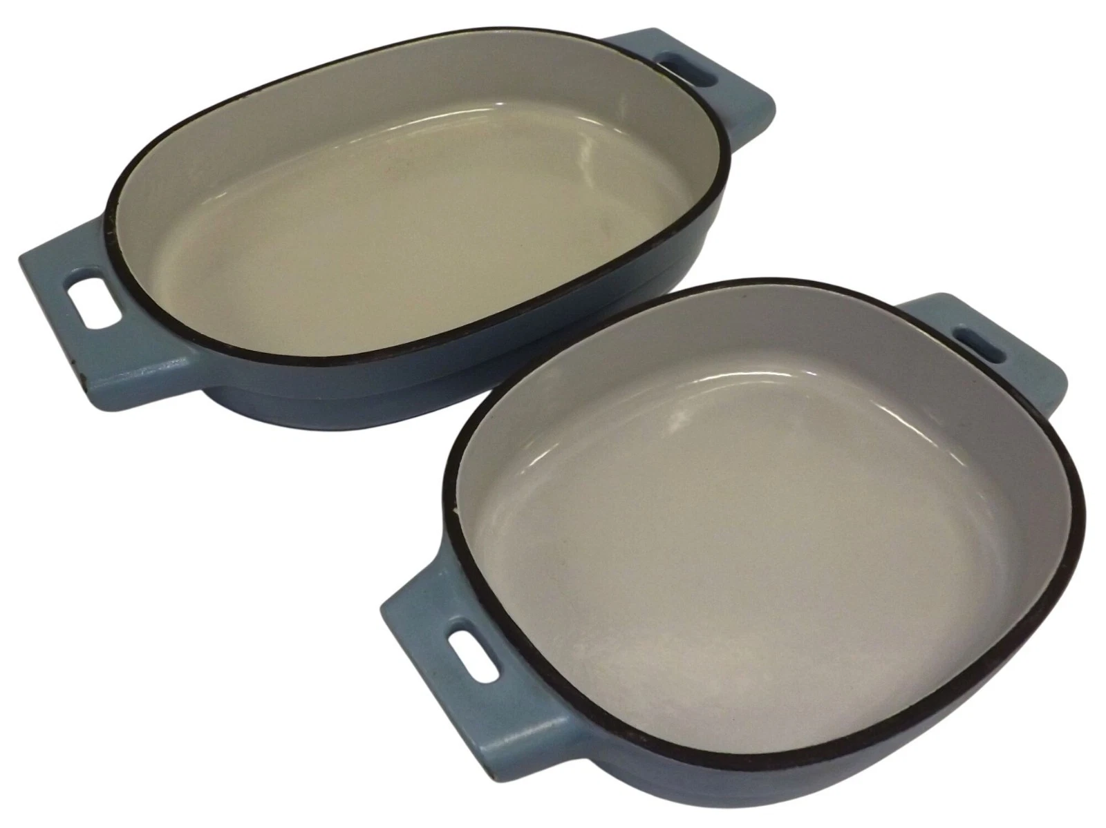 Pampered Chef 1 & 2 Quart Enameled Cast Iron Baker Casserole Pans Cookware Set