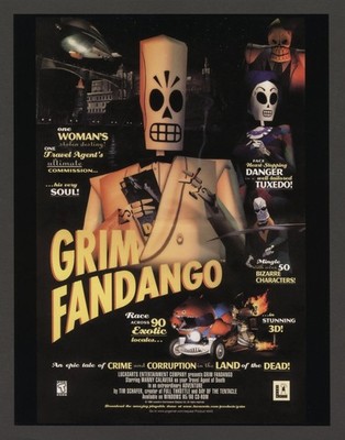 Grim Fandango PC Game 1998 Big Box Promo Ad Art Print Poster Vintage Classic
